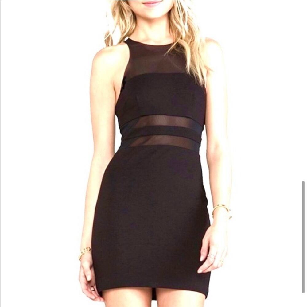 Bec & Bridge Pomponette Panel black‎ mesh neck midriff insert dress size 8 NWT